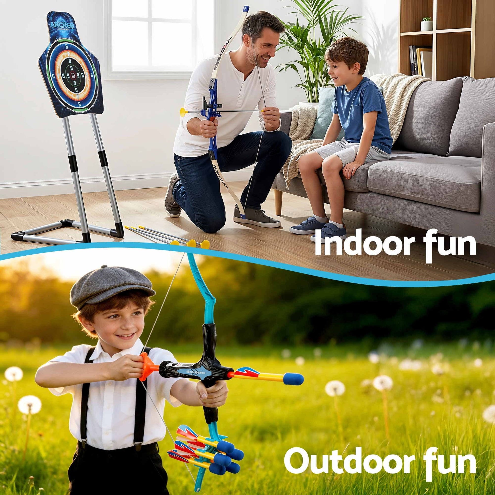Alona.com.au Baby & Kids > Baby & Kid's Toys > Activity Toys Keezi Kids Bow and Arrow Set Toy Archery Standing Target Suction Cup Arrows