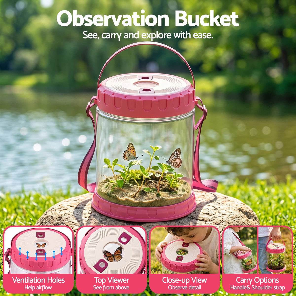 Alona.com.au Baby & Kids > Baby & Kid's Toys > Activity Toys Keezi Kids Bug Catcher Kit 12pc Outdoor Explorer Toys Insect Viewer Net Shovel Pink