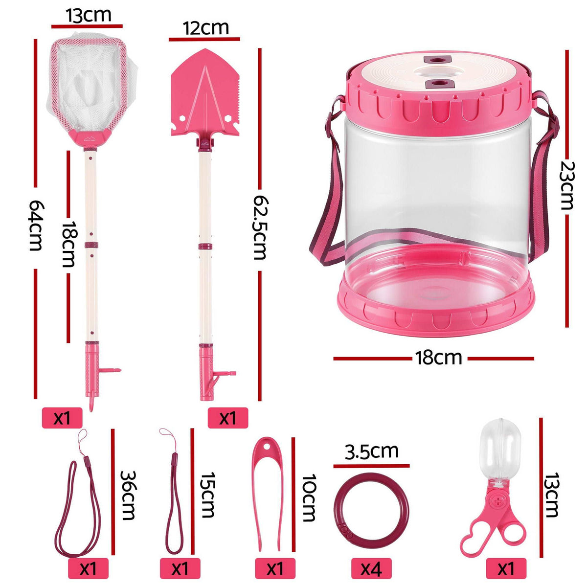 Alona.com.au Baby & Kids > Baby & Kid's Toys > Activity Toys Keezi Kids Bug Catcher Kit 12pc Outdoor Explorer Toys Insect Viewer Net Shovel Pink