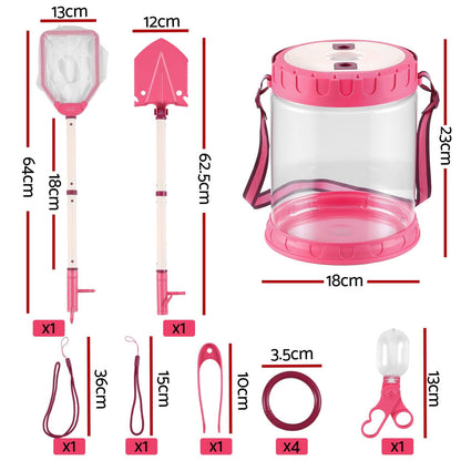 Alona.com.au Baby & Kids > Baby & Kid's Toys > Activity Toys Keezi Kids Bug Catcher Kit 12pc Outdoor Explorer Toys Insect Viewer Net Shovel Pink