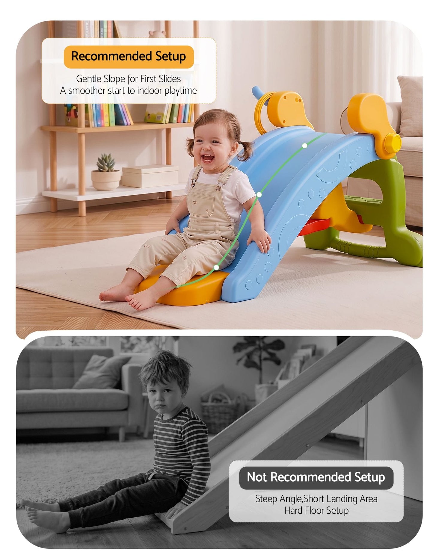 Alona.com.au Baby & Kids > Baby & Kid's Toys > Activity Toys Keezi Kids Slide Set Toddler Indoor Playset Rocking Horse Ring Toss Multi Colour