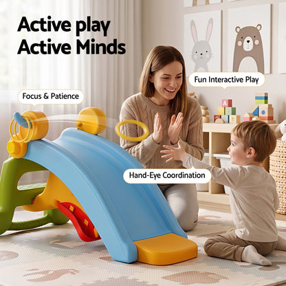 Alona.com.au Baby & Kids > Baby & Kid's Toys > Activity Toys Keezi Kids Slide Set Toddler Indoor Playset Rocking Horse Ring Toss Multi Colour