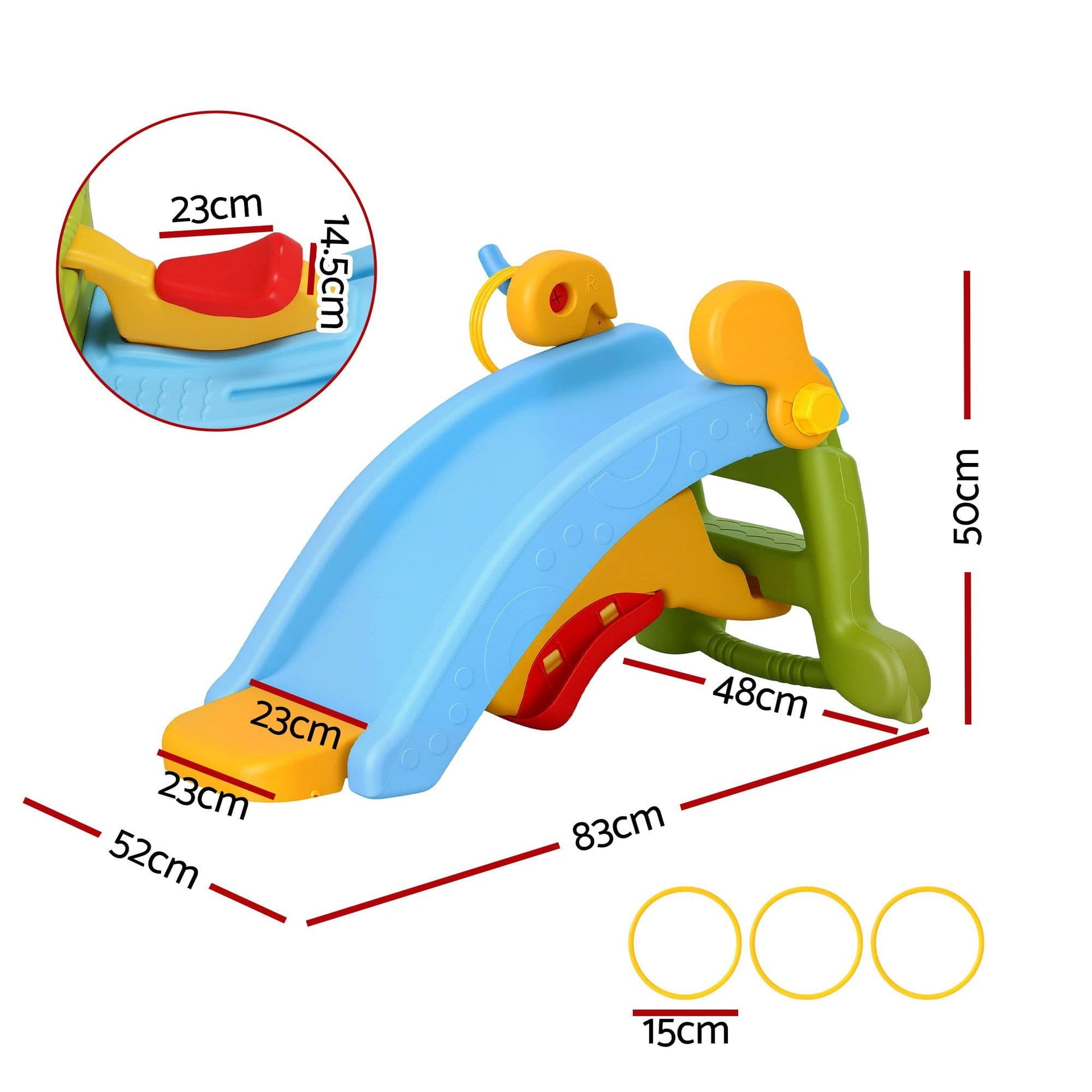 Alona.com.au Baby & Kids > Baby & Kid's Toys > Activity Toys Keezi Kids Slide Set Toddler Indoor Playset Rocking Horse Ring Toss Multi Colour