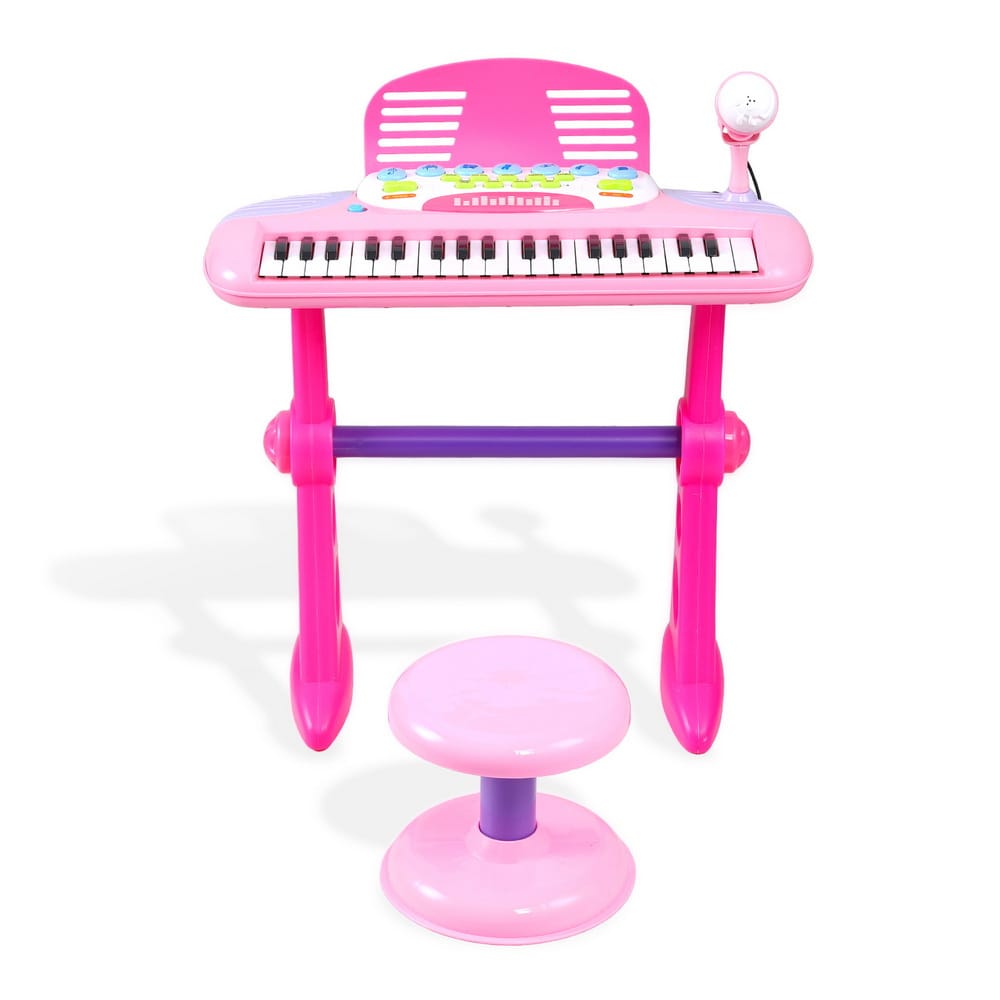 Alona.com.au Baby & Kids > Baby & Kid's Toys > Musical Toys Keezi Kids Piano Keyboard 37 Keys Electronic Musical Instrument Set w/ Stool Microphone