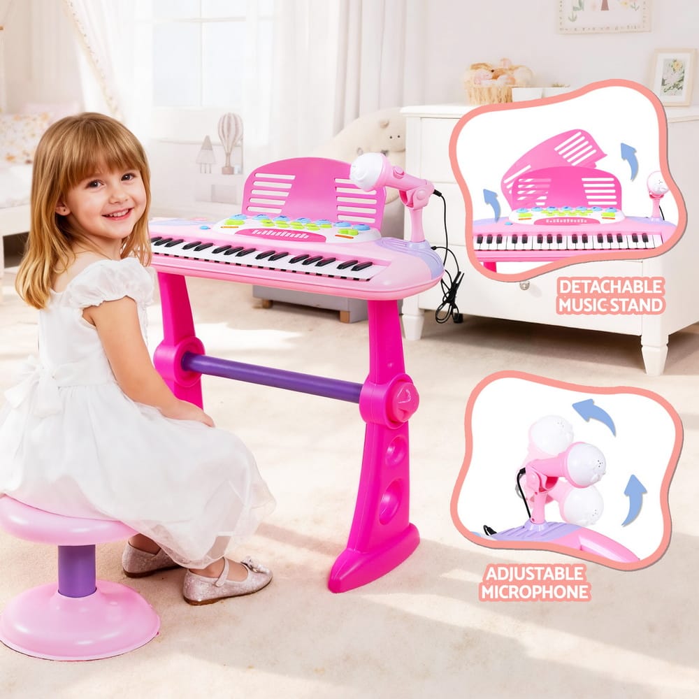 Alona.com.au Baby & Kids > Baby & Kid's Toys > Musical Toys Keezi Kids Piano Keyboard 37 Keys Electronic Musical Instrument Set w/ Stool Microphone