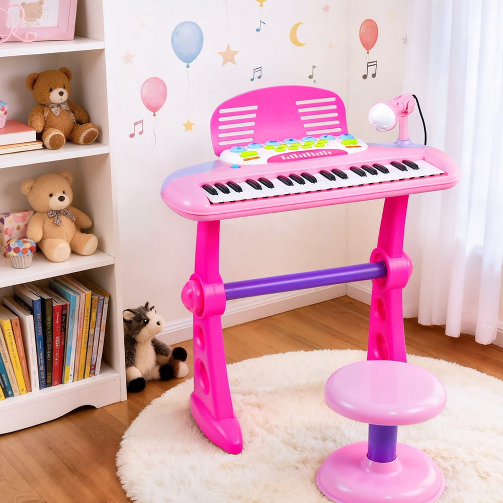 Alona.com.au Baby & Kids > Baby & Kid's Toys > Musical Toys Keezi Kids Piano Keyboard 37 Keys Electronic Musical Instrument Set w/ Stool Microphone