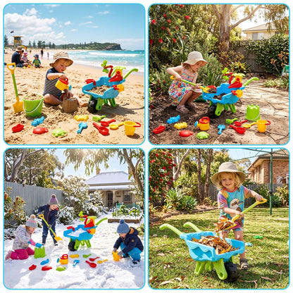 Alona.com.au Baby & Kids > Baby & Kid's Toys > Outdoor Play Equipment Keezi Kids Sandpit Beach Toys Set Wheelbarrow Shovels Animal Molds Sand Play