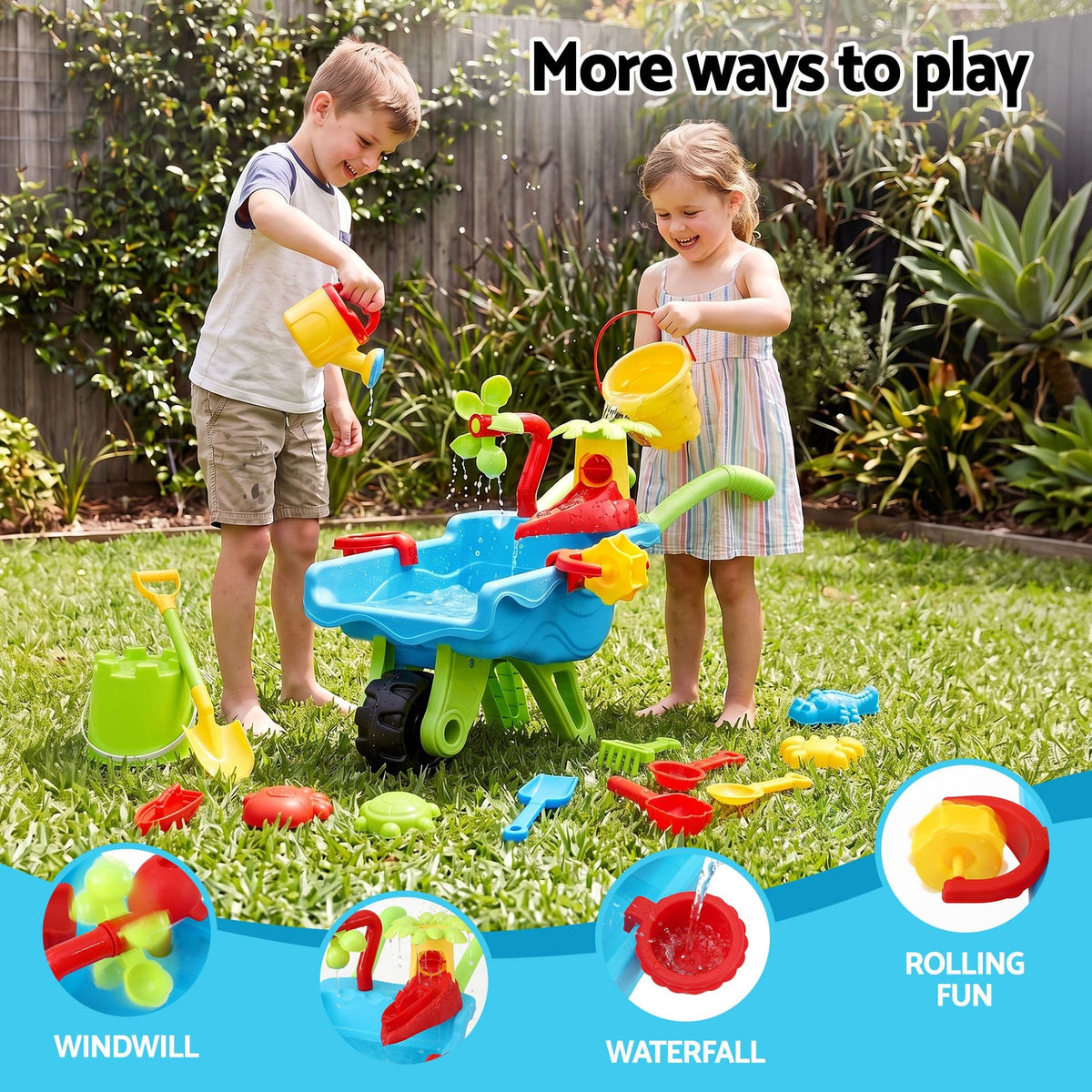 Alona.com.au Baby & Kids > Baby & Kid's Toys > Outdoor Play Equipment Keezi Kids Sandpit Beach Toys Set Wheelbarrow Shovels Animal Molds Sand Play