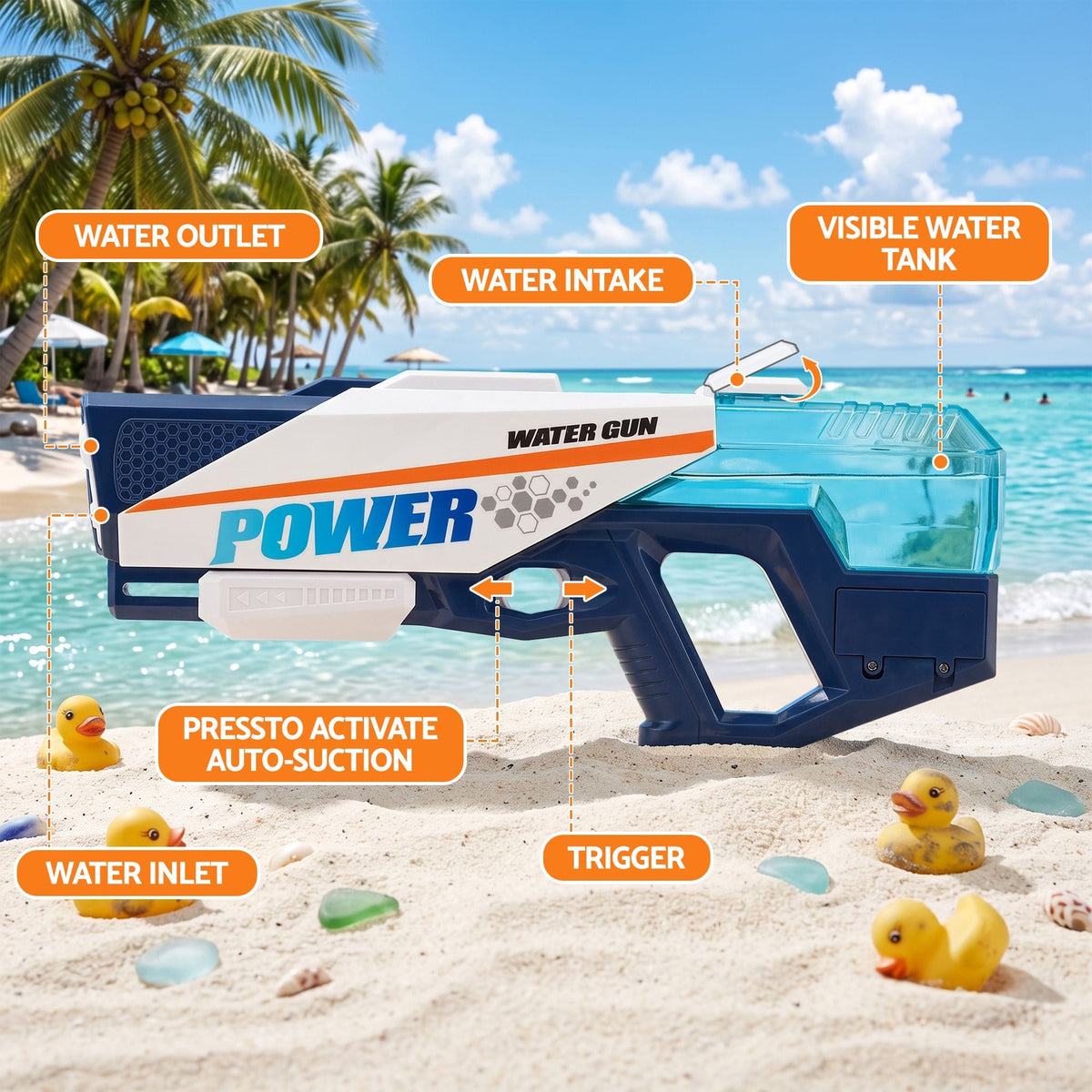 Alona.com.au Baby & Kids > Baby & Kid's Toys > Outdoor Play Equipment Keezi Kids Water Gun 600cc Water Blaster Toy for Pool Beach Play Blue