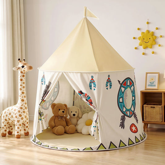 Alona.com.au Baby & Kids > Baby & Kid's Toys > Pretend Play Keezi Kids Play Tent Playhouse Castle with Window Flag Carry Bag 115cmx115cm