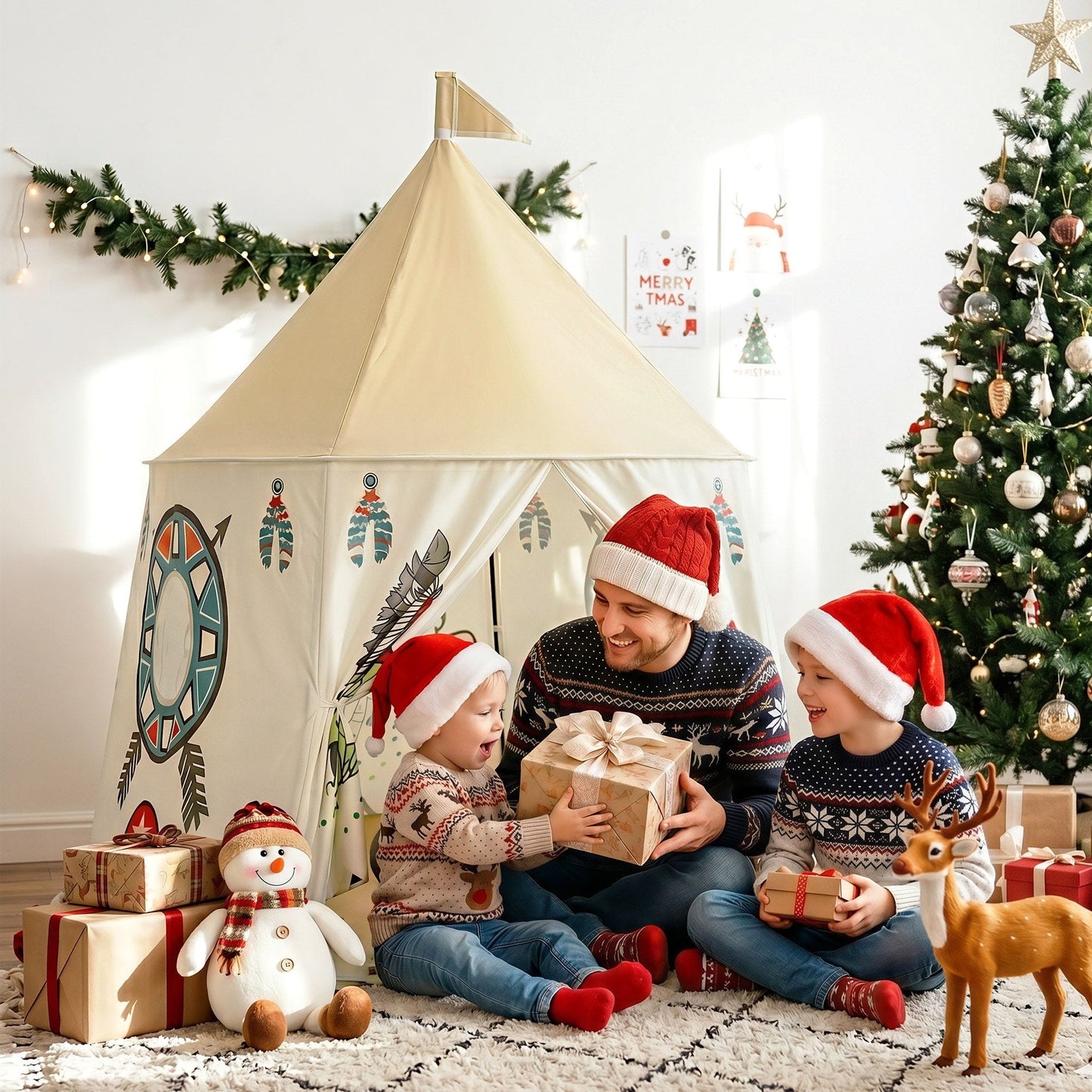 Alona.com.au Baby & Kids > Baby & Kid's Toys > Pretend Play Keezi Kids Play Tent Playhouse Castle with Window Flag Carry Bag 115cmx115cm