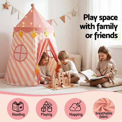 Alona.com.au Baby & Kids > Baby & Kid's Toys > Pretend Play Keezi Kids Play Tent with Star Lights and Window Carry Bag 116cmx153cm Playhouse