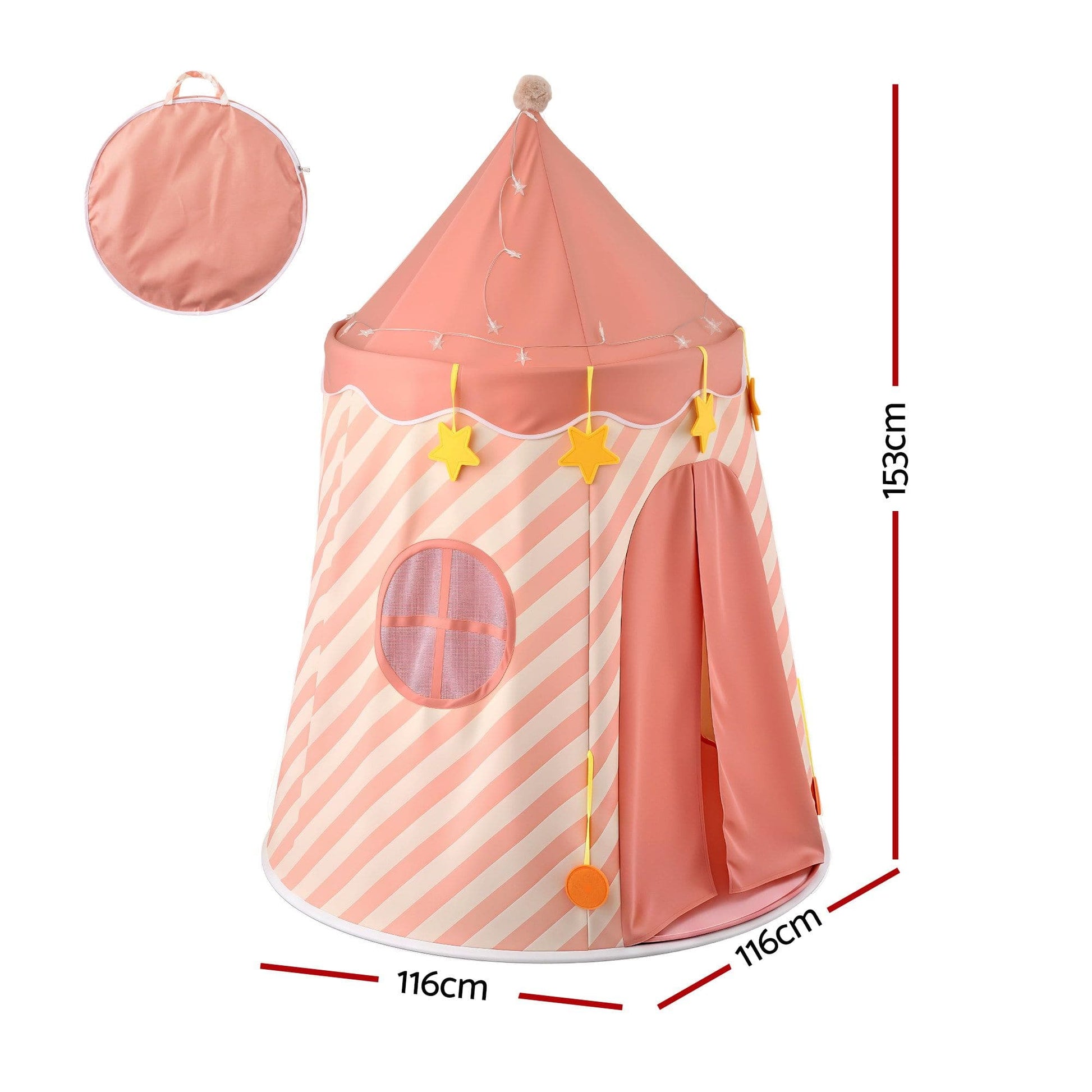 Alona.com.au Baby & Kids > Baby & Kid's Toys > Pretend Play Keezi Kids Play Tent with Star Lights and Window Carry Bag 116cmx153cm Playhouse