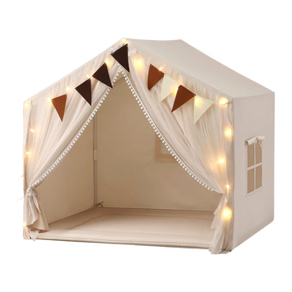 Alona.com.au Baby & Kids > Baby & Kid's Toys > Pretend Play Keezi Kids Play Tent with Star Lights Windows Flag 144cmx95cm Playhouse