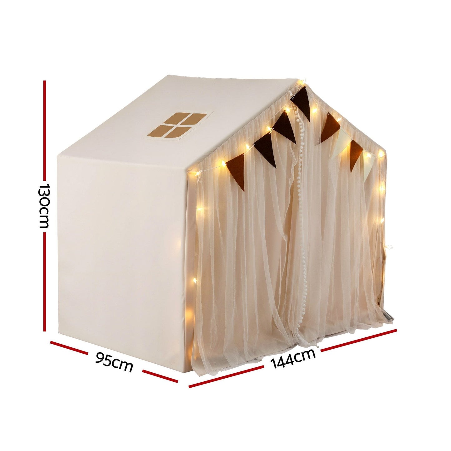 Alona.com.au Baby & Kids > Baby & Kid's Toys > Pretend Play Keezi Kids Play Tent with Star Lights Windows Flag 144cmx95cm Playhouse