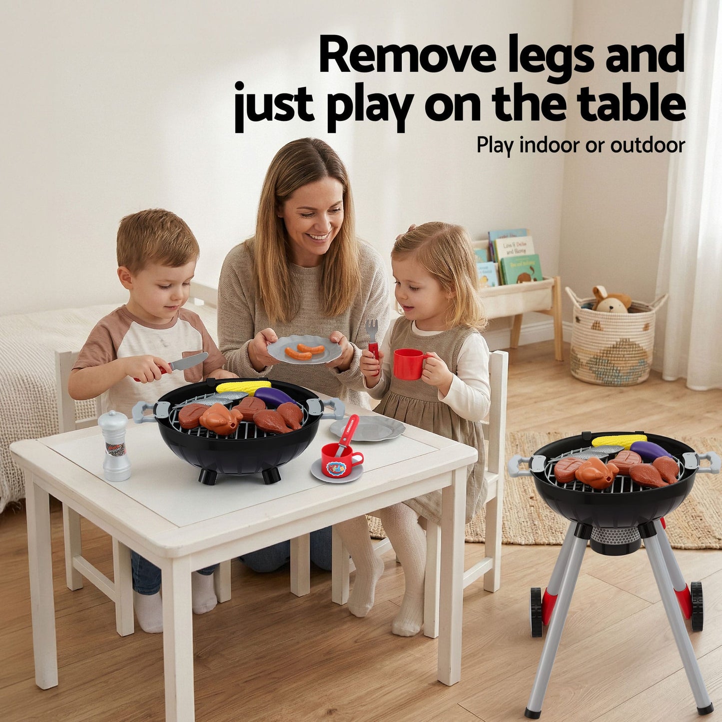 Alona.com.au Baby & Kids > Baby & Kid's Toys > Pretend Play Keezi Kids Pretend Kitchen BBQ Playset Role Play Toy with charcoal Play Food Cup