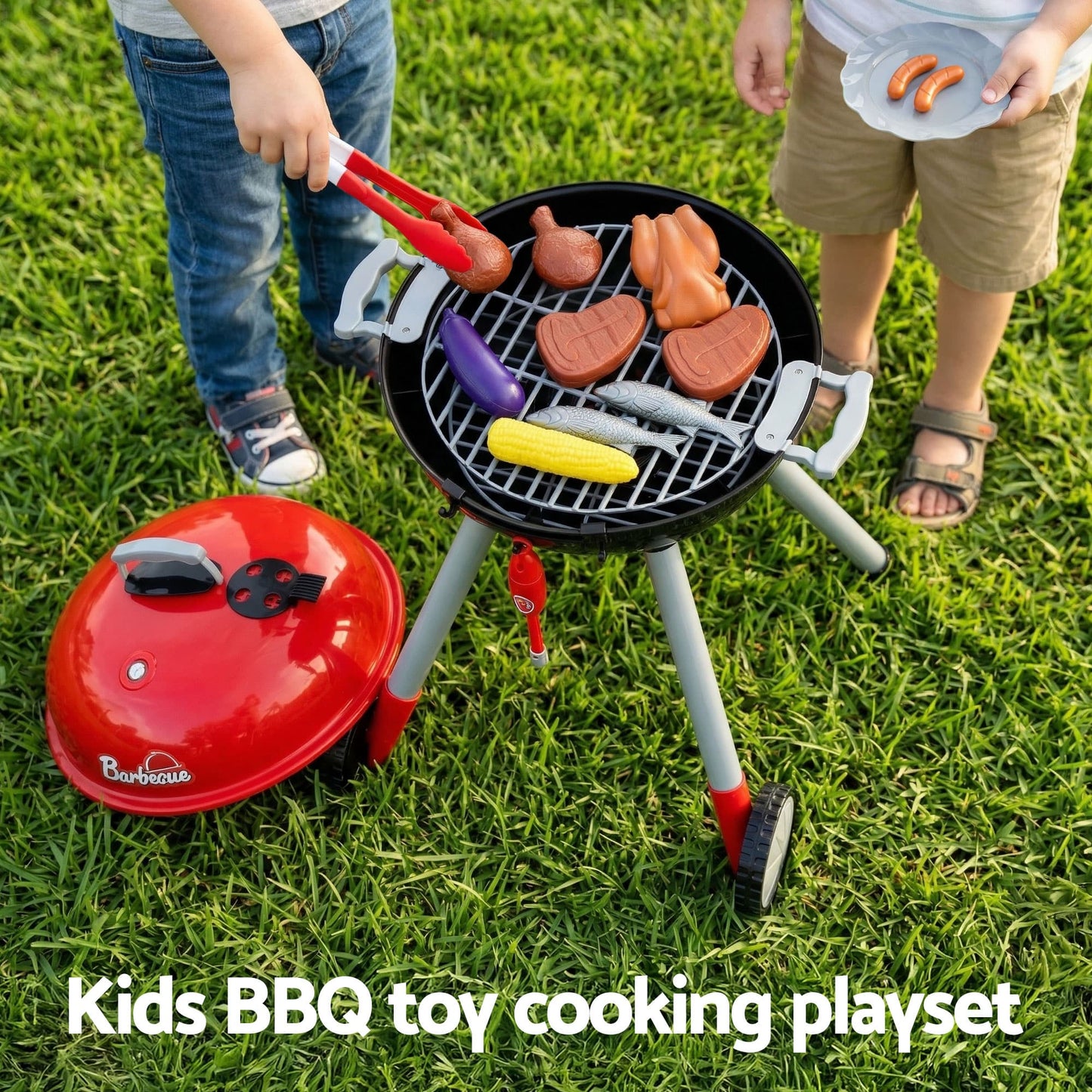 Alona.com.au Baby & Kids > Baby & Kid's Toys > Pretend Play Keezi Kids Pretend Kitchen BBQ Playset Role Play Toy with charcoal Play Food Cup