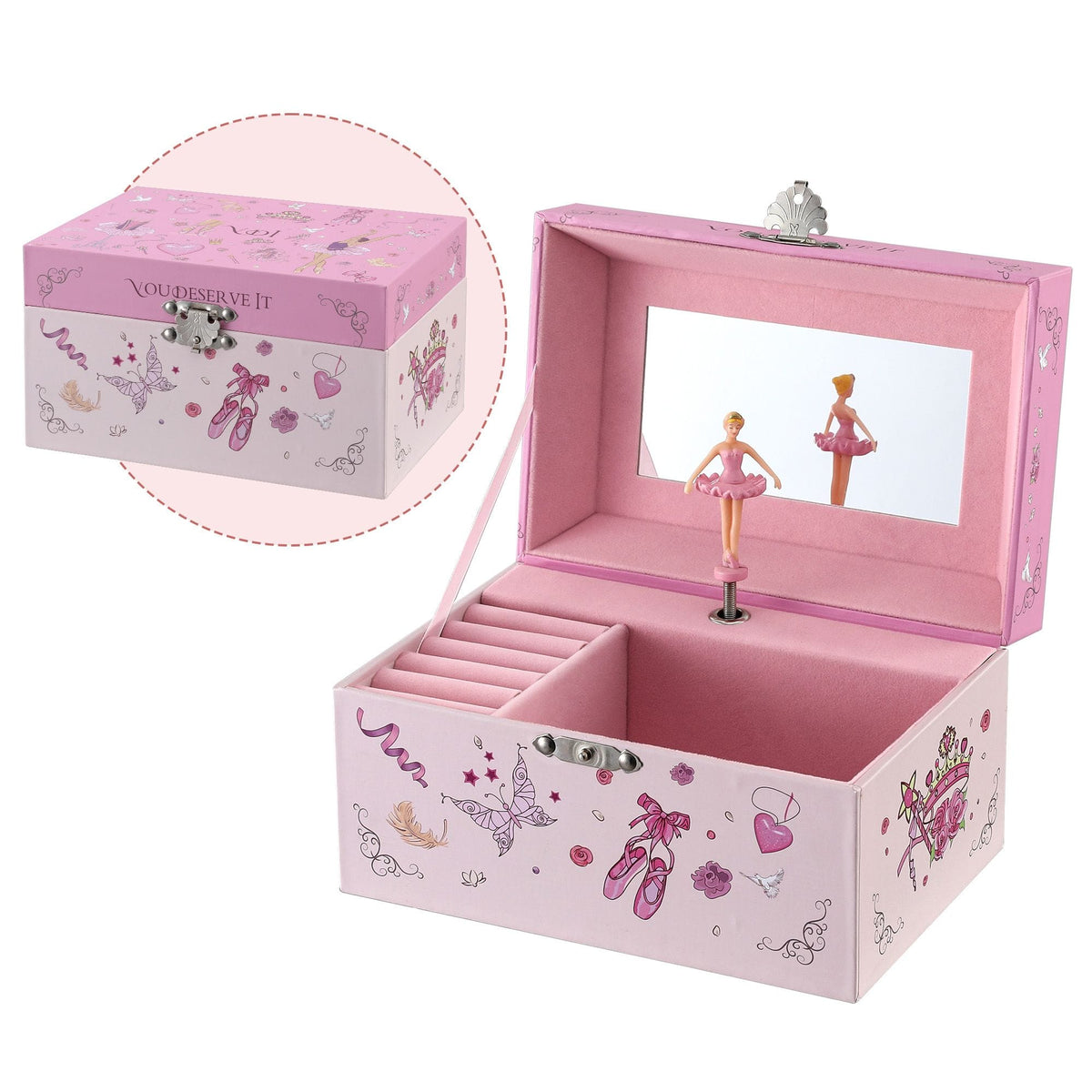 Alona.com.au Baby & Kids > Kid's Furniture > Toy Boxes Keezi Kids Jewellery Box Organiser for Girls Kids Music Box Princess Pink