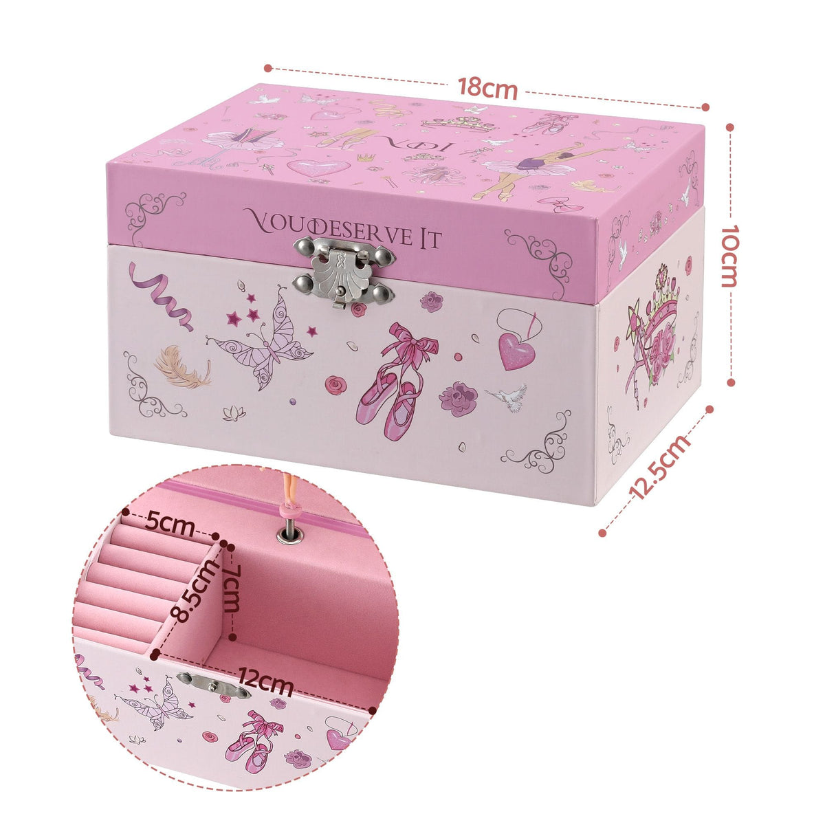 Alona.com.au Baby & Kids > Kid's Furniture > Toy Boxes Keezi Kids Jewellery Box Organiser for Girls Kids Music Box Princess Pink