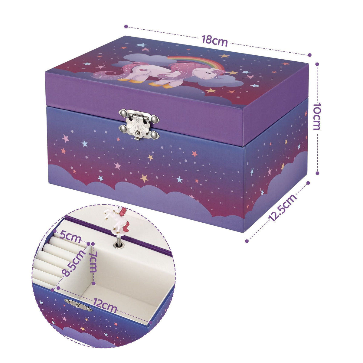 Alona.com.au Baby & Kids > Kid's Furniture > Toy Boxes Keezi Kids Jewellery Box Organiser for Girls Kids Music Box Unicorn Purple