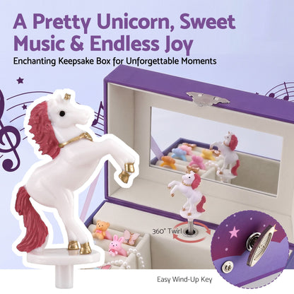 Alona.com.au Baby & Kids > Kid's Furniture > Toy Boxes Keezi Kids Jewellery Box Organiser for Girls Kids Music Box Unicorn Purple