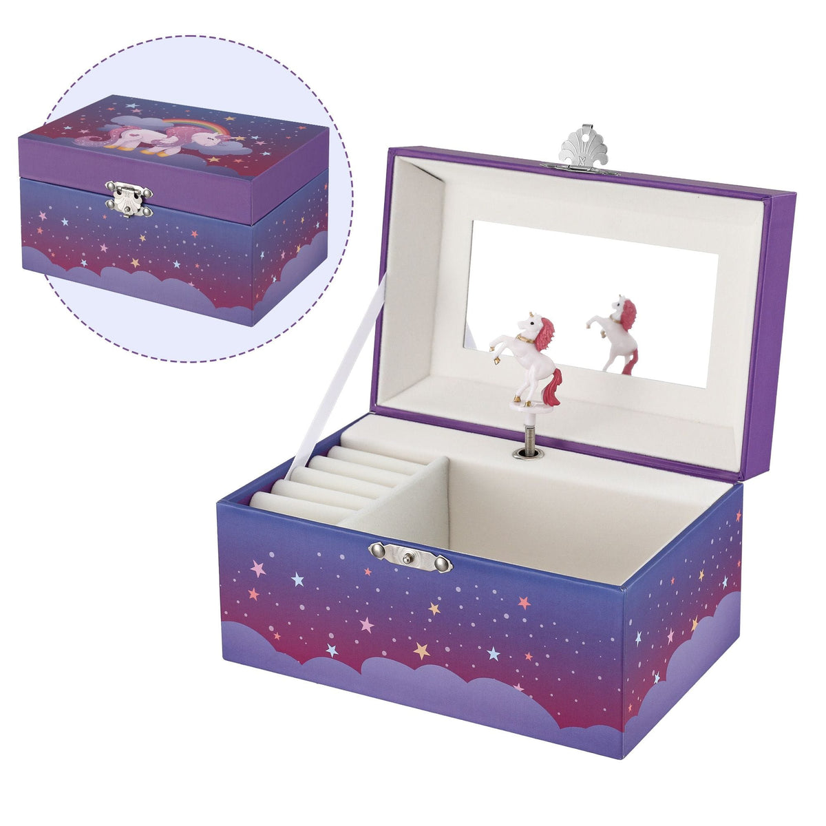 Alona.com.au Baby & Kids > Kid's Furniture > Toy Boxes Keezi Kids Jewellery Box Organiser for Girls Kids Music Box Unicorn Purple