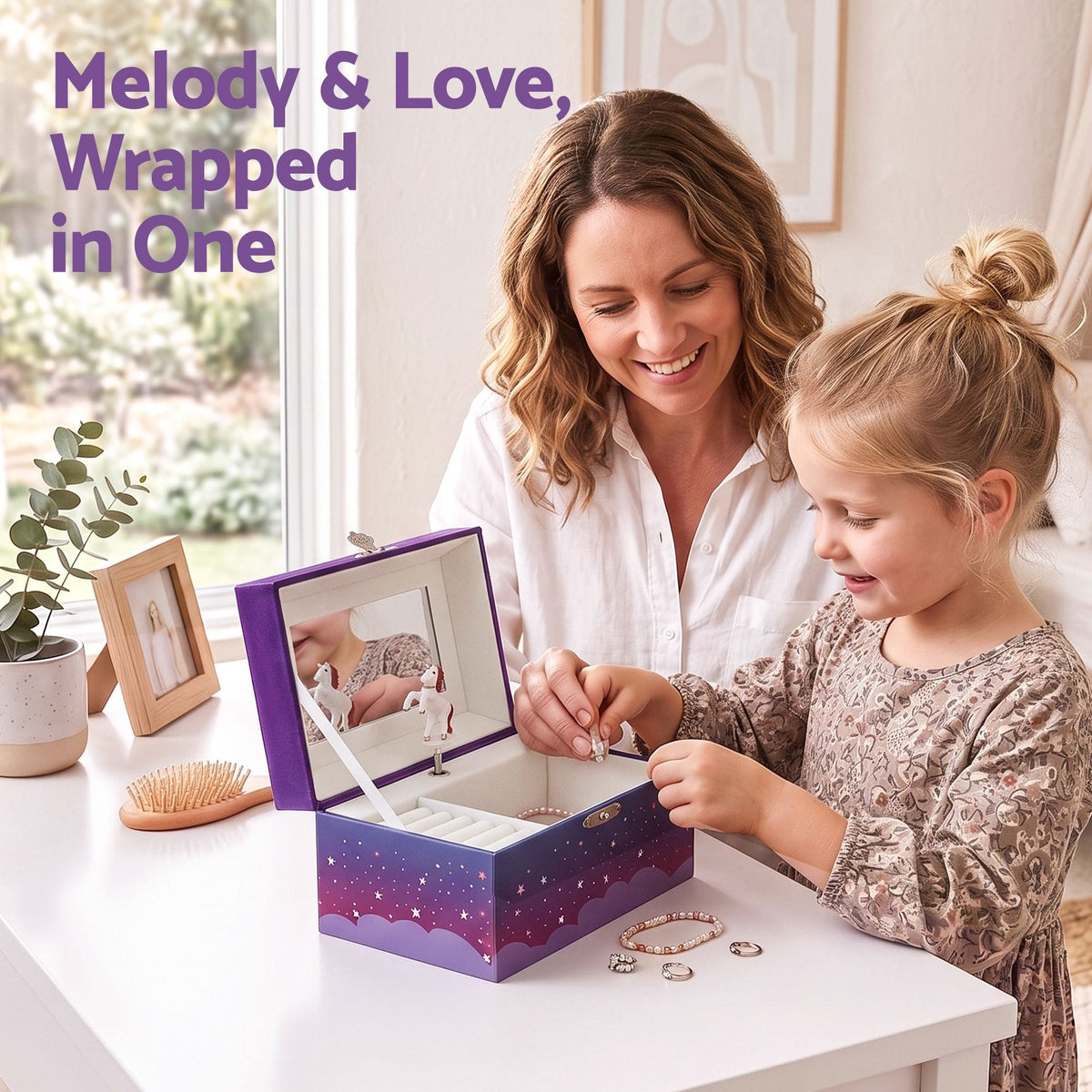 Alona.com.au Baby & Kids > Kid's Furniture > Toy Boxes Keezi Kids Jewellery Box Organiser for Girls Kids Music Box Unicorn Purple