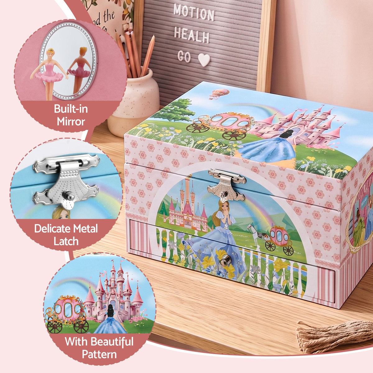 Alona.com.au Baby & Kids > Kid's Furniture > Toy Boxes Keezi Kids Jewellery Box Organiser for Girls Kids Music Box with Drawer