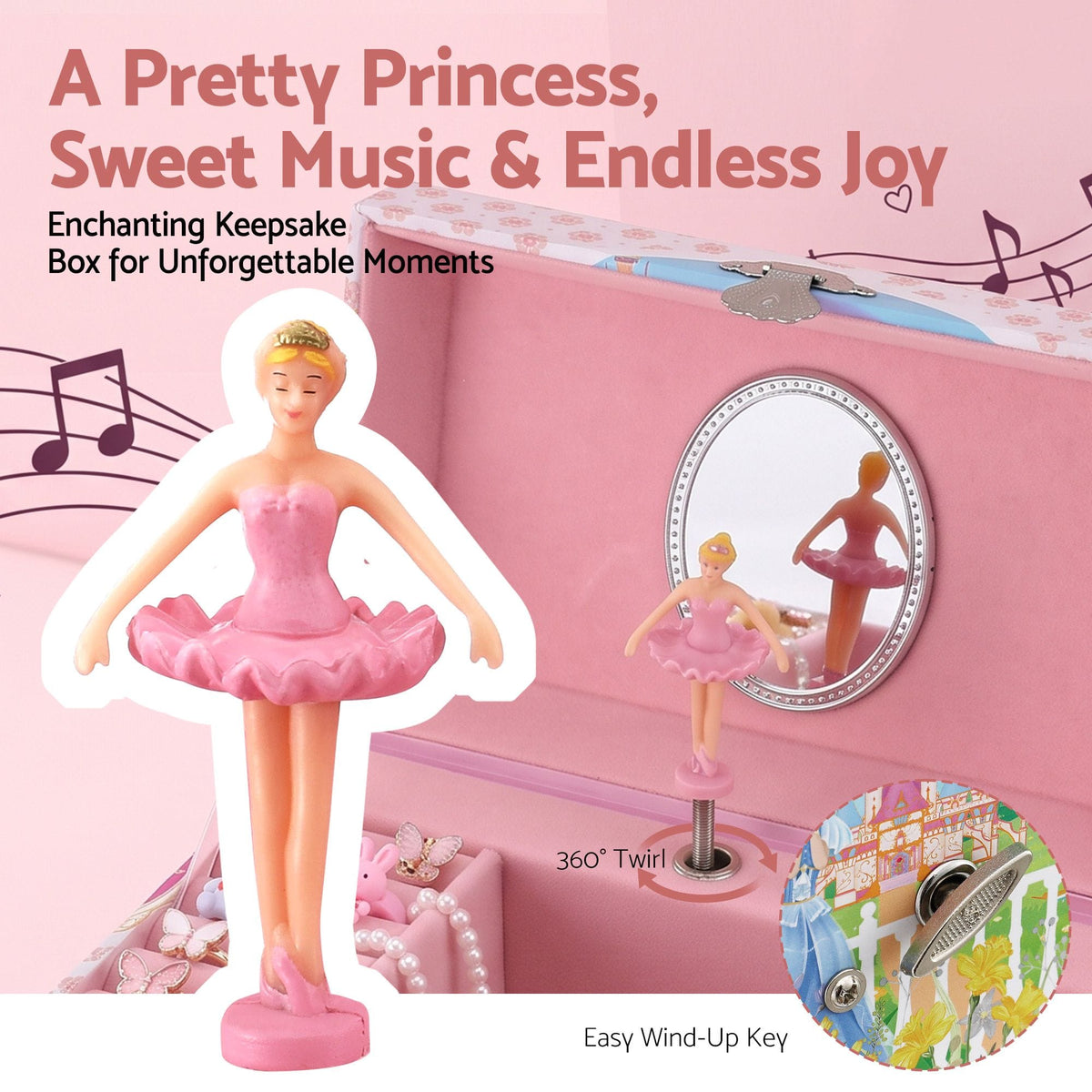 Alona.com.au Baby & Kids > Kid's Furniture > Toy Boxes Keezi Kids Jewellery Box Organiser for Girls Kids Music Box with Drawer