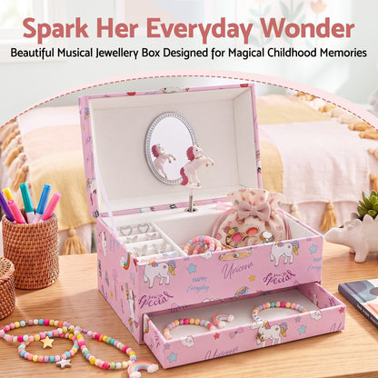 Alona.com.au Baby & Kids > Kid's Furniture > Toy Boxes Keezi Kids Jewellery Box Organiser for Girls Kids Music Box with Mirror