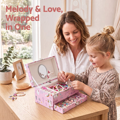 Alona.com.au Baby & Kids > Kid's Furniture > Toy Boxes Keezi Kids Jewellery Box Organiser for Girls Kids Music Box with Mirror