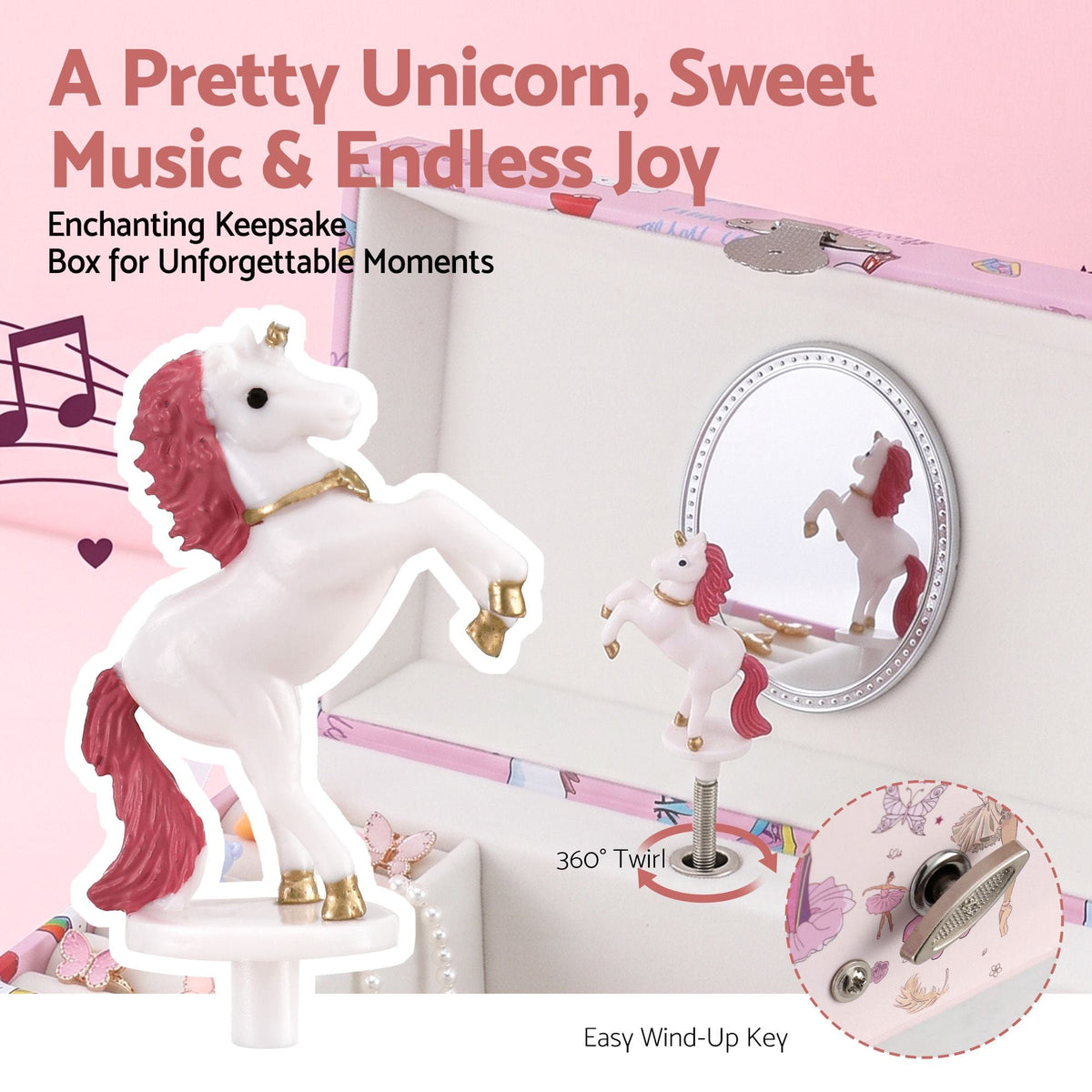 Alona.com.au Baby & Kids > Kid's Furniture > Toy Boxes Keezi Kids Jewellery Box Organiser for Girls Kids Music Box with Mirror