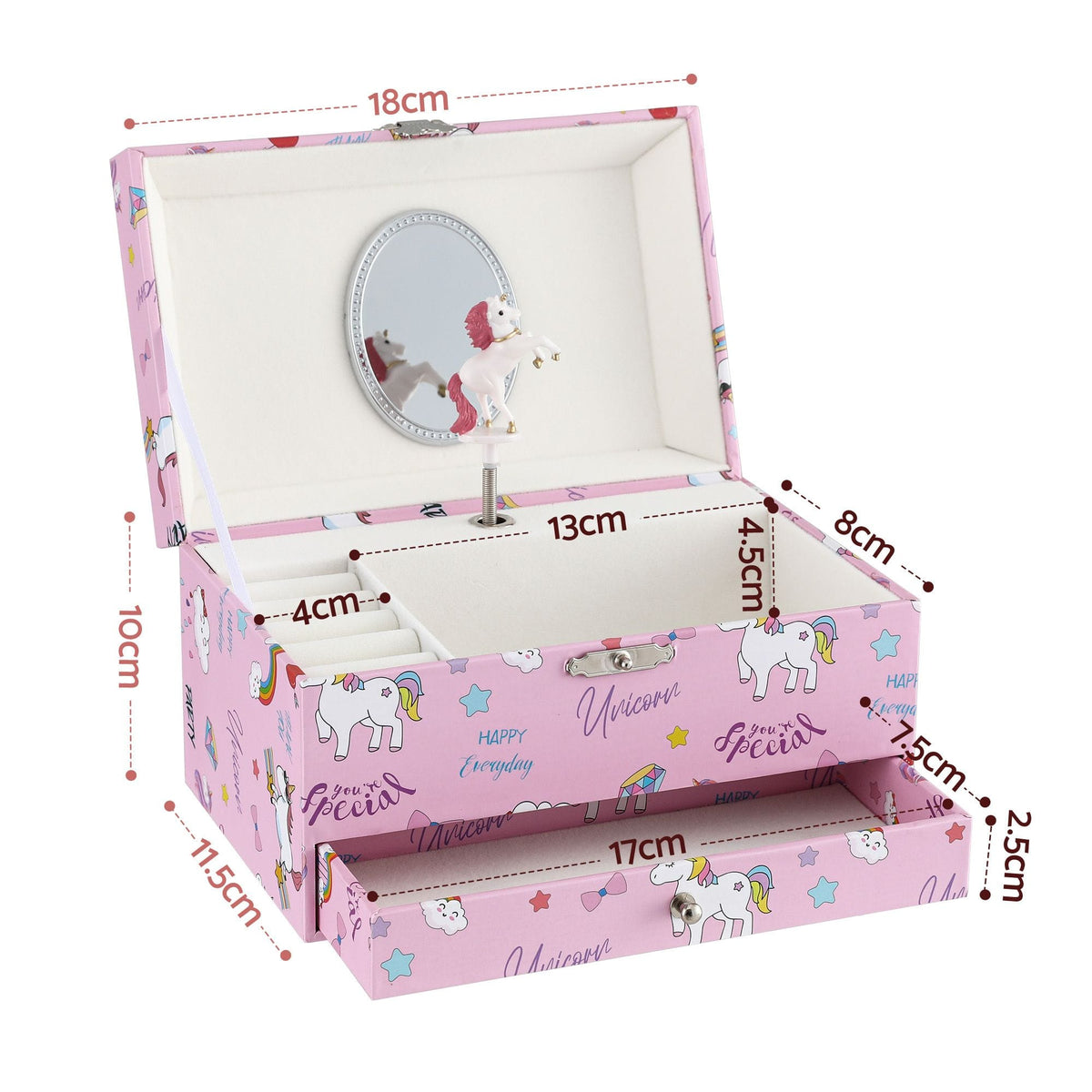 Alona.com.au Baby & Kids > Kid's Furniture > Toy Boxes Keezi Kids Jewellery Box Organiser for Girls Kids Music Box with Mirror