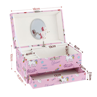 Alona.com.au Baby & Kids > Kid's Furniture > Toy Boxes Keezi Kids Jewellery Box Organiser for Girls Kids Music Box with Mirror
