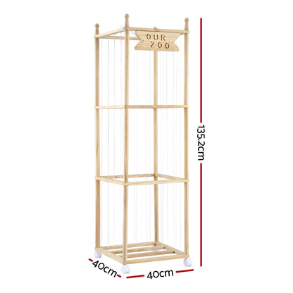 Alona.com.au Baby & Kids > Kid's Furniture > Toy Boxes Keezi Stuffed Animal Storage Wooden Toy Holder with Wheels Soft Toy Storage Zoo Cage Stuffy Toy Storage Organizers with Elastic Cords for Playroom Bedroom Nursery