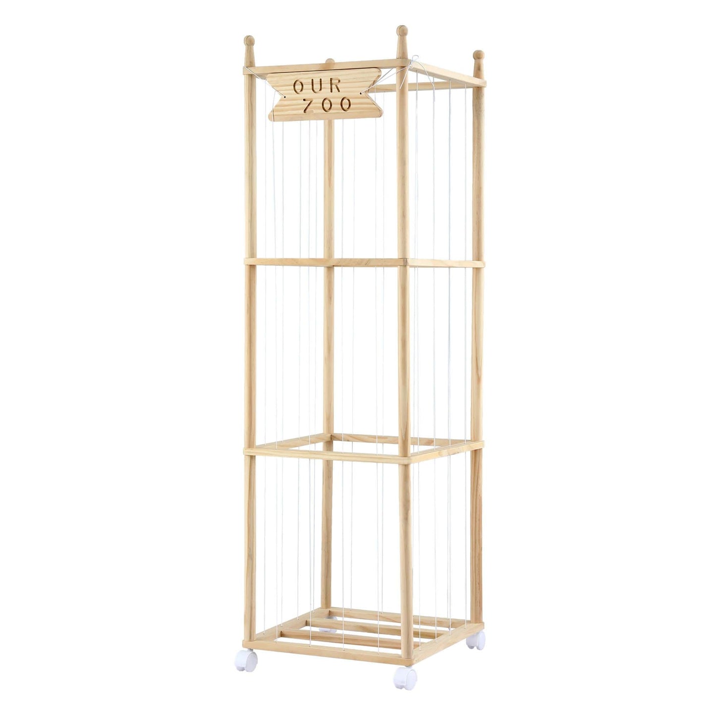 Alona.com.au Baby & Kids > Kid's Furniture > Toy Boxes Keezi Stuffed Animal Storage Wooden Toy Holder with Wheels Soft Toy Storage Zoo Cage Stuffy Toy Storage Organizers with Elastic Cords for Playroom Bedroom Nursery