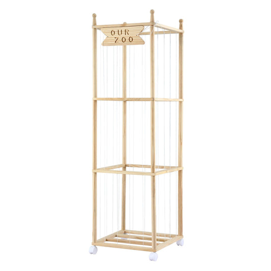 Alona.com.au Baby & Kids > Kid's Furniture > Toy Boxes Keezi Stuffed Animal Storage Wooden Toy Holder with Wheels Soft Toy Storage Zoo Cage Stuffy Toy Storage Organizers with Elastic Cords for Playroom Bedroom Nursery