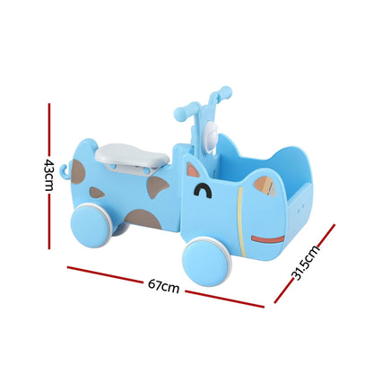 Alona.com.au Baby & Kids > Ride On Cars, Go-karts & Bikes > Ride On Cars KEEZI Kids Ride On Push Car Toys with Storage Space Animal Stickers Blue 67CMX43CM