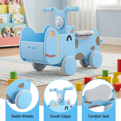 Alona.com.au Baby & Kids > Ride On Cars, Go-karts & Bikes > Ride On Cars KEEZI Kids Ride On Push Car Toys with Storage Space Animal Stickers Blue 67CMX43CM