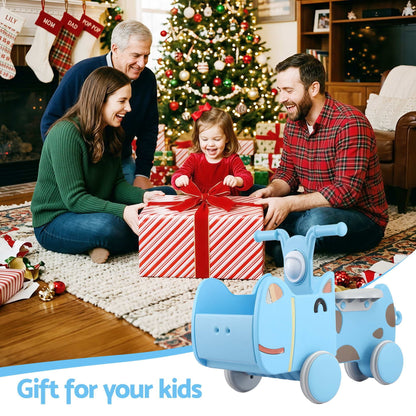 Alona.com.au Baby & Kids > Ride On Cars, Go-karts & Bikes > Ride On Cars KEEZI Kids Ride On Push Car Toys with Storage Space Animal Stickers Blue 67CMX43CM