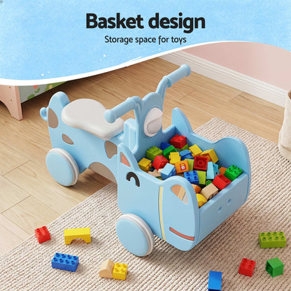 Alona.com.au Baby & Kids > Ride On Cars, Go-karts & Bikes > Ride On Cars KEEZI Kids Ride On Push Car Toys with Storage Space Animal Stickers Blue 67CMX43CM