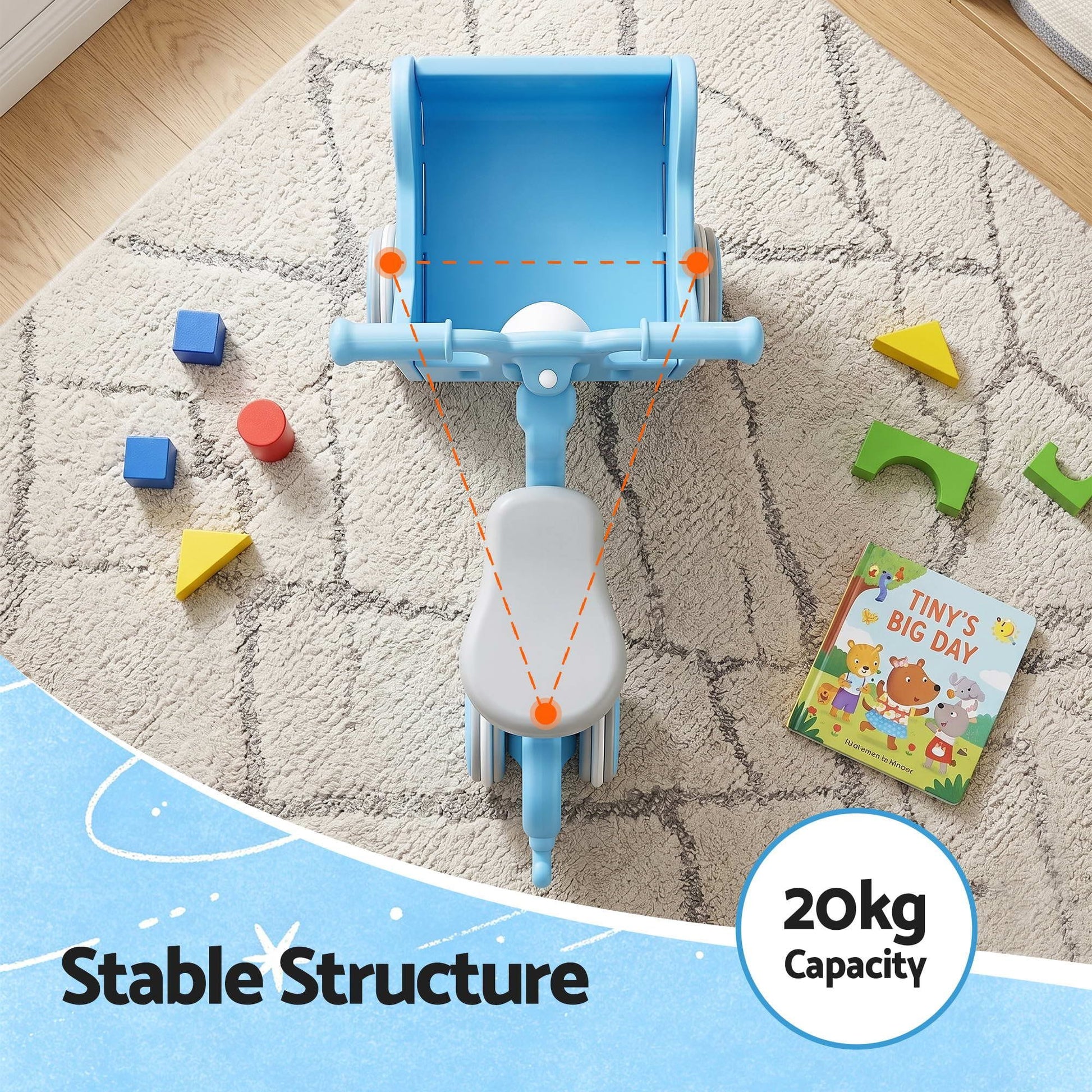 Alona.com.au Baby & Kids > Ride On Cars, Go-karts & Bikes > Ride On Cars KEEZI Kids Ride On Push Car Toys with Storage Space Animal Stickers Blue 67CMX43CM