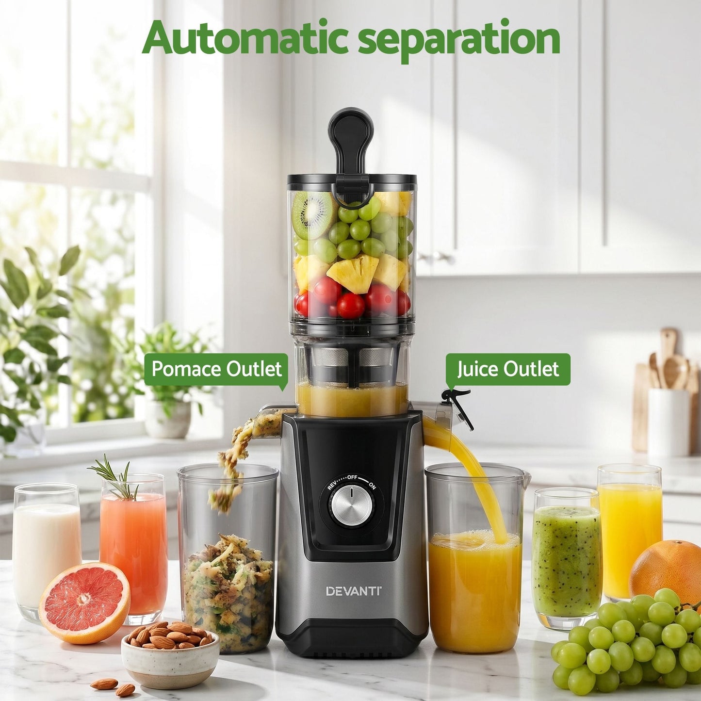 Alona.com.au Commercial > Commercial Others > Distilling & Brewing DEVANTI Slow Juicer Cold Press 200W for Fruit Vegetable Juice