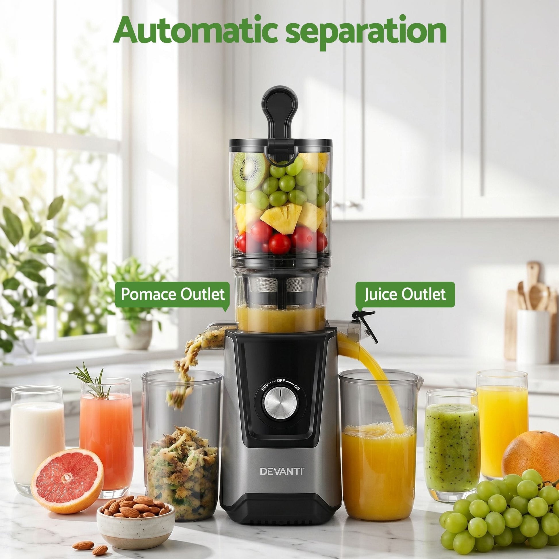 Alona.com.au Commercial > Commercial Others > Distilling & Brewing DEVANTI Slow Juicer Cold Press 200W for Fruit Vegetable Juice