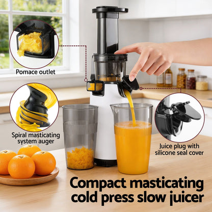 Alona.com.au Commercial > Commercial Others > Distilling & Brewing Devanti Slow Juicer Cold Press Fruit Juice Extractor 130W White