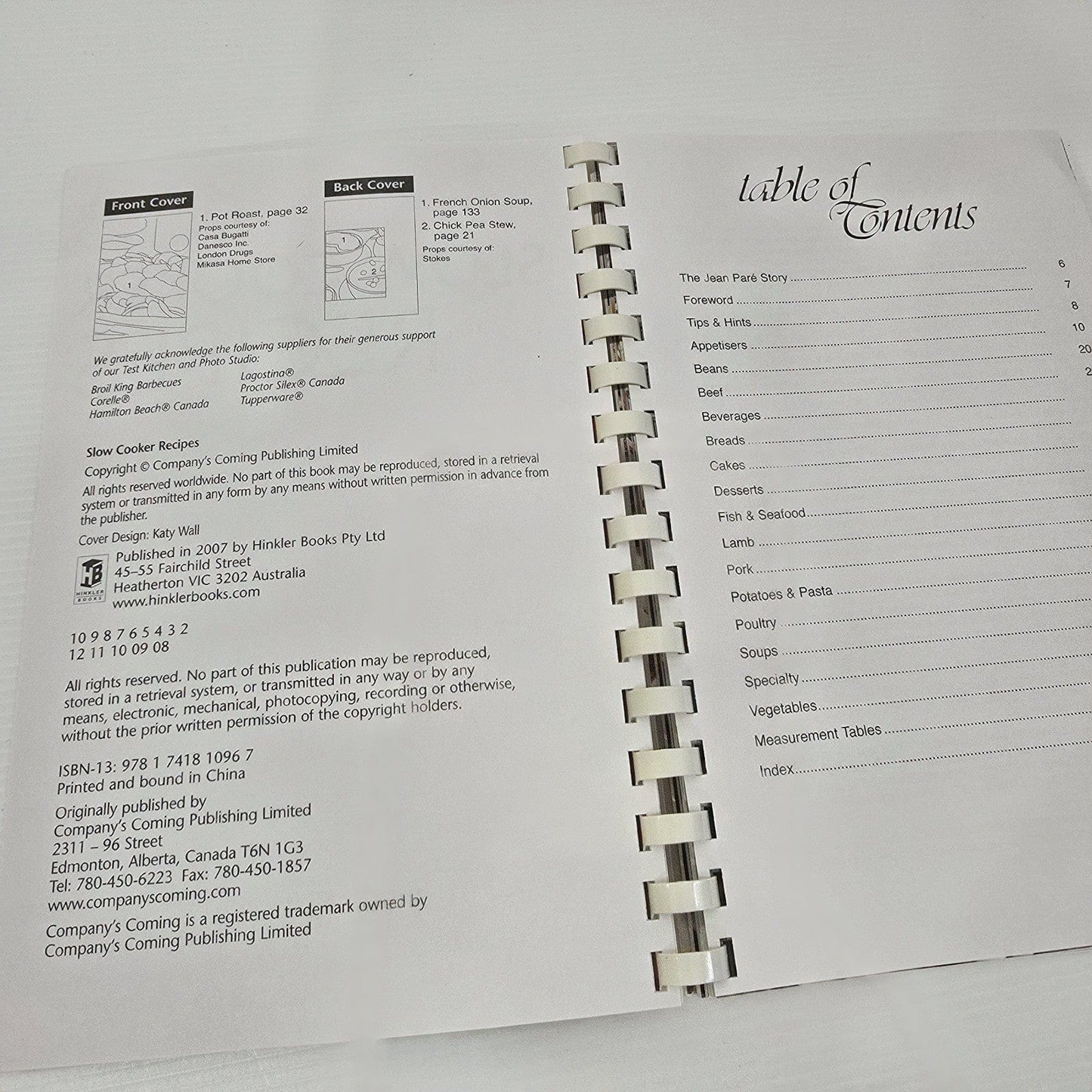 Alona.com.au Company's Coming Slow Cooker Recipe Cookbook 2007 Hinkler Australia