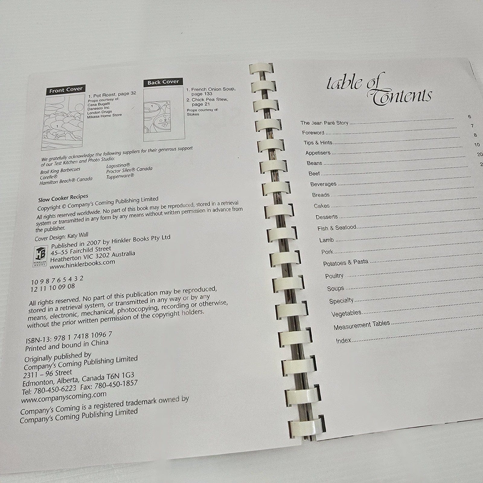 Alona.com.au Company's Coming Slow Cooker Recipe Cookbook 2007 Hinkler Australia