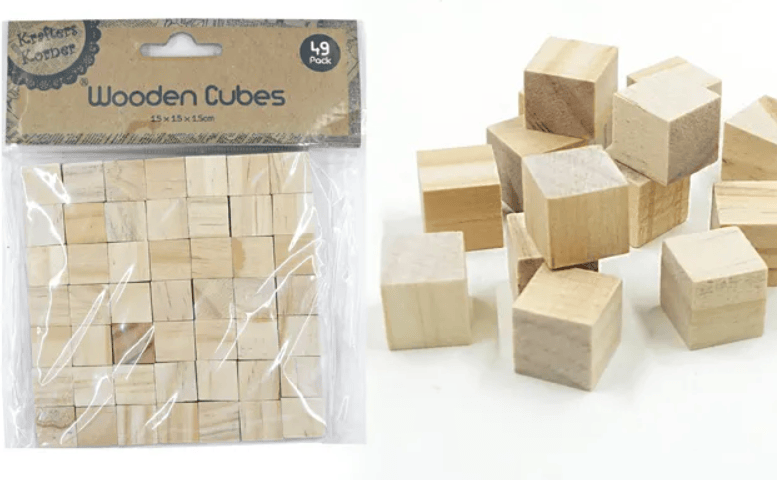 Alona.com.au Craft Blocks Wooden Cube 1.5cm Natural Wood Paint Block Building Stacking DIY