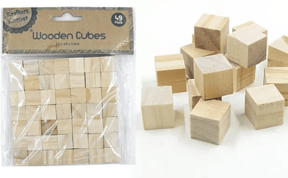 Alona.com.au Craft Blocks Wooden Cube 1.5cm Natural Wood Paint Block Building Stacking DIY