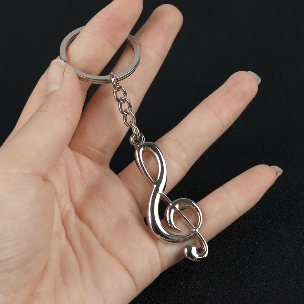 Alona.com.au Creative Silver Color Music Symbol Metal Keychain Ring Keyring Key Fob Fashion